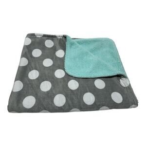 Garanimals Gray White Polka Dots Aqua Blue Sherpa Baby Blanket